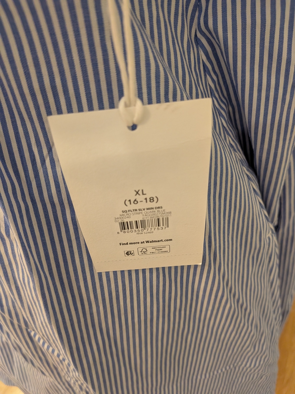 B#1: Women's Blue & White Striped Ruffle-Sleeve Dress Size XL (16-18) - Picture 3 of 4